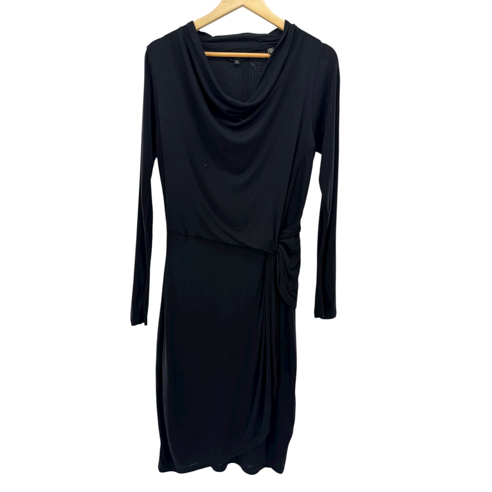 Ted Baker Black Neyda Long Sleeve Cowl Neck Faux Wrap Lyocell Dress 2 Tb = 6 Us